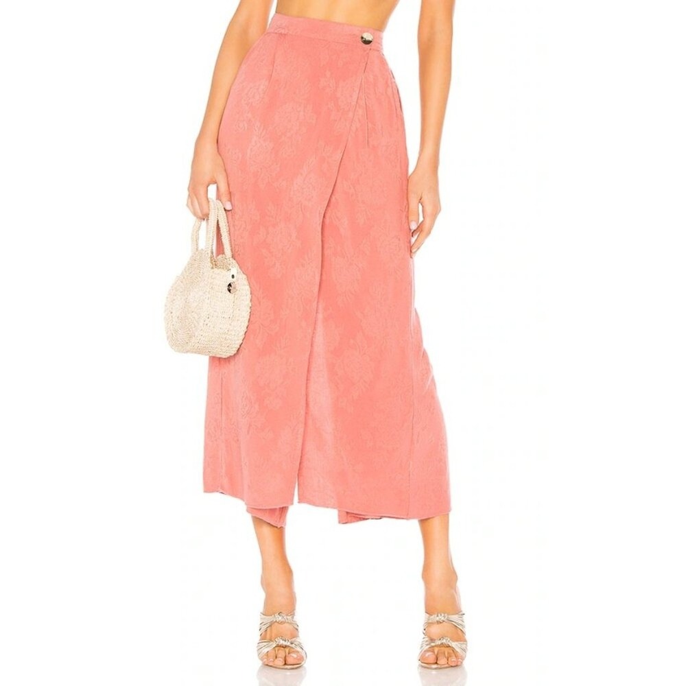 Tularosa Banae Pink Floral Textured Lagenlook High Waist Wide Leg Pants XS